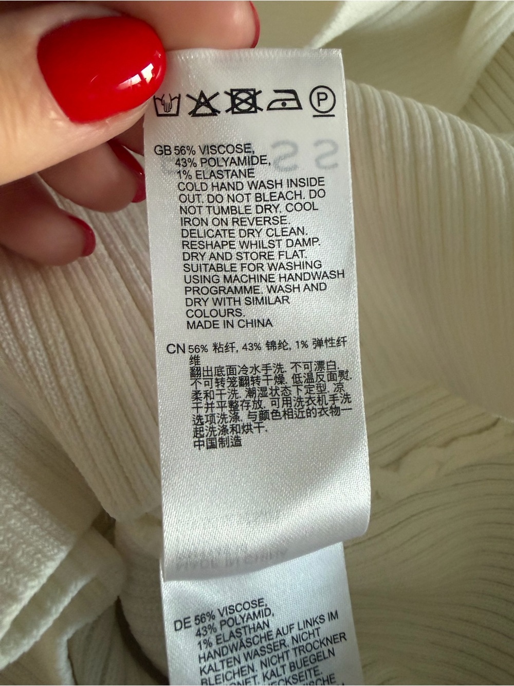 Reiss Cream Ribbed Wrap-Front Long Sleeve Top - Picture 8 of 8